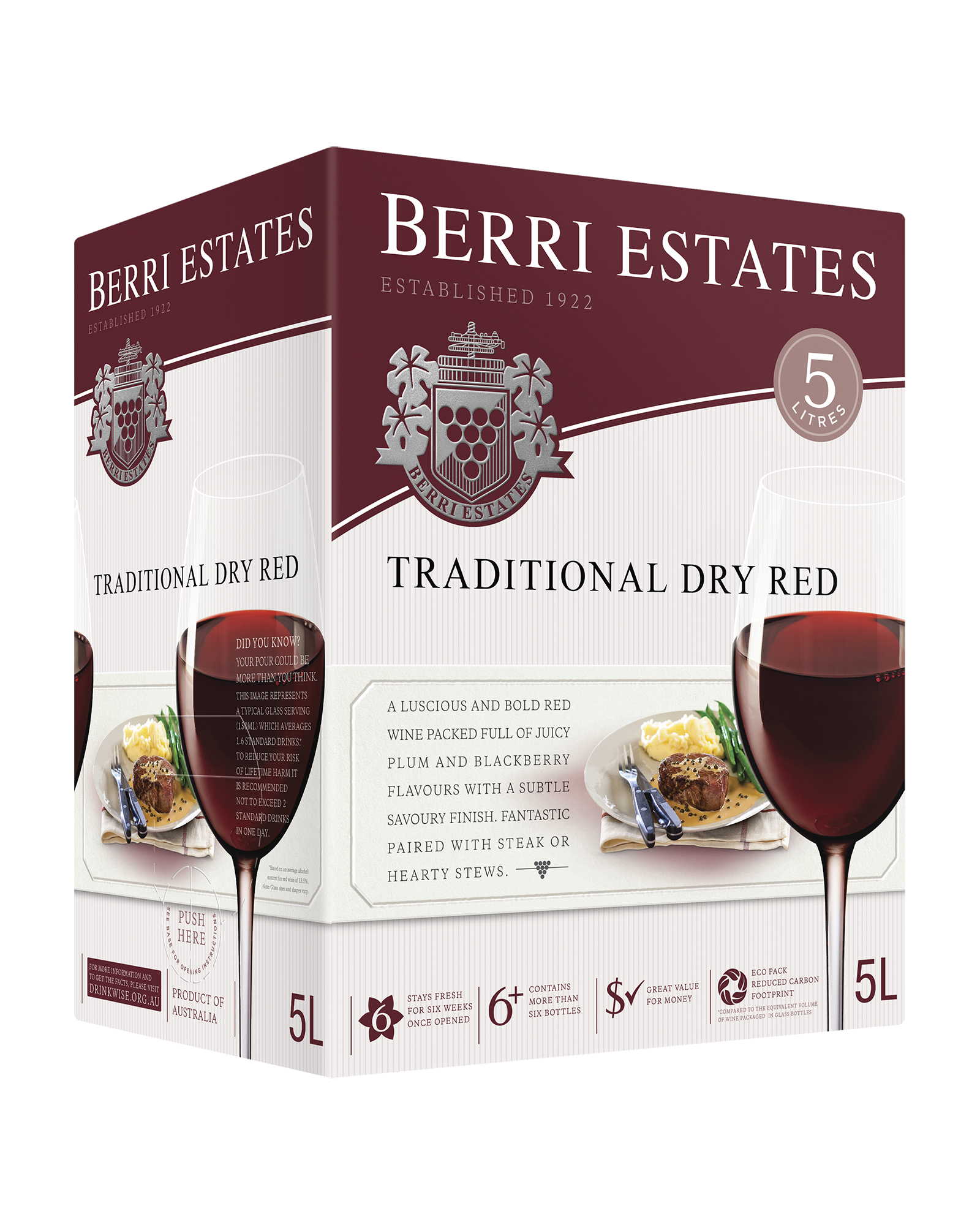 Berri Estates Traditional Dry Red Cask 5L — PNG format 1600×2000 pixels