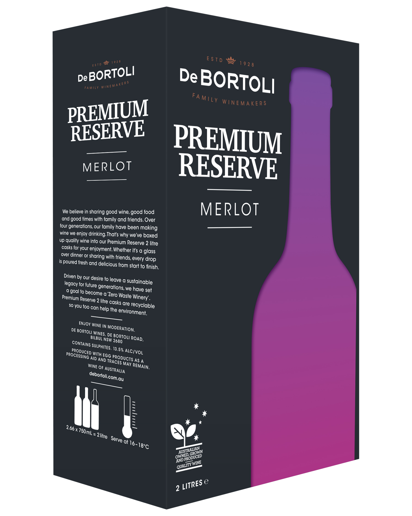 De Bortoli Premium Reserve Merlot Cask 2L — PNG format 1600×2000 pixels