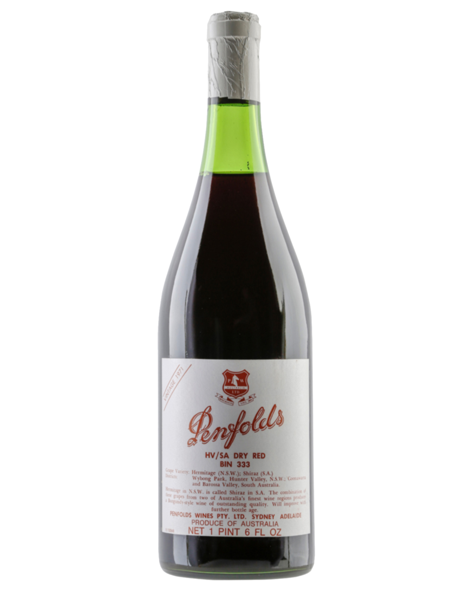 Penfolds Bin 333 Shiraz 1971 — PNG format 1600×2000 pixels