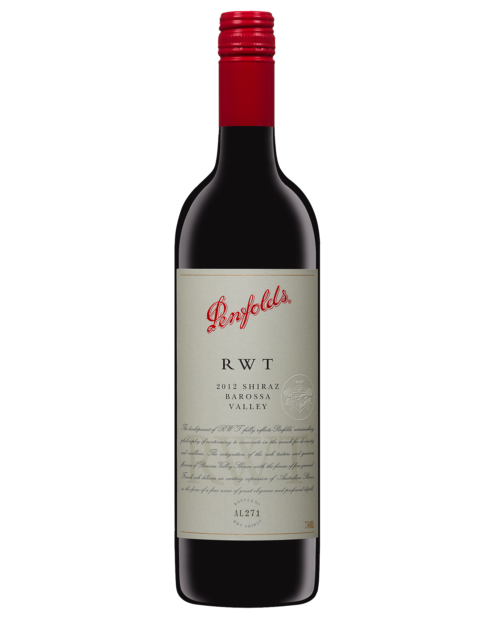 Penfolds RWT Barossa Valley Shiraz 2010 — PNG format 1600×2000 pixels