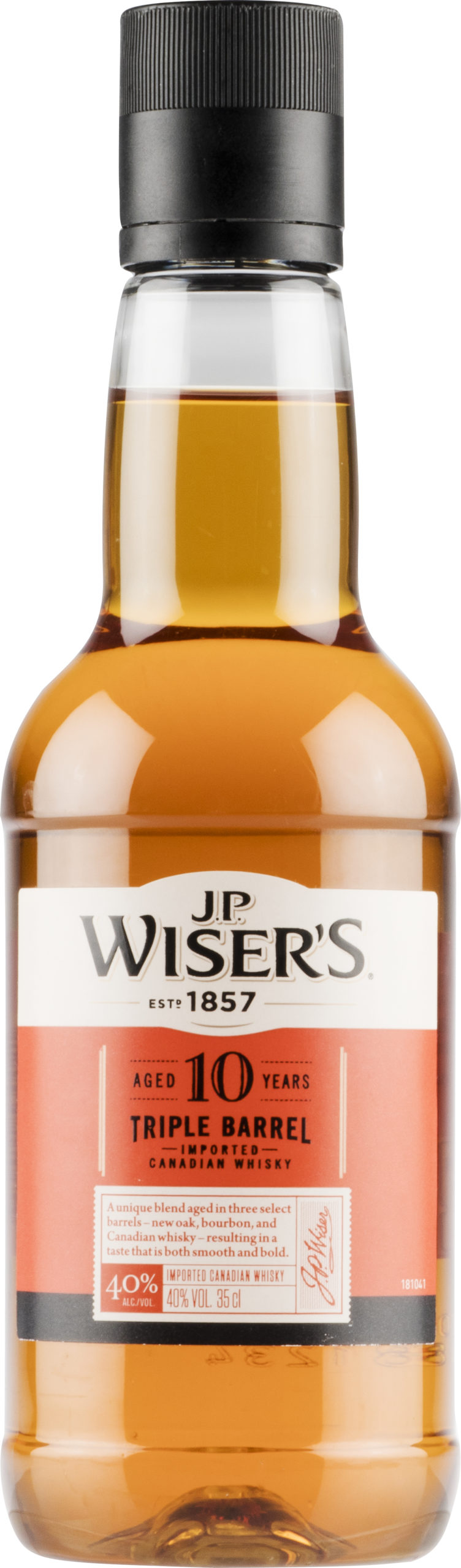 J.P. Wiser’s 10 Year Old Triple Barrel plastic bottle
